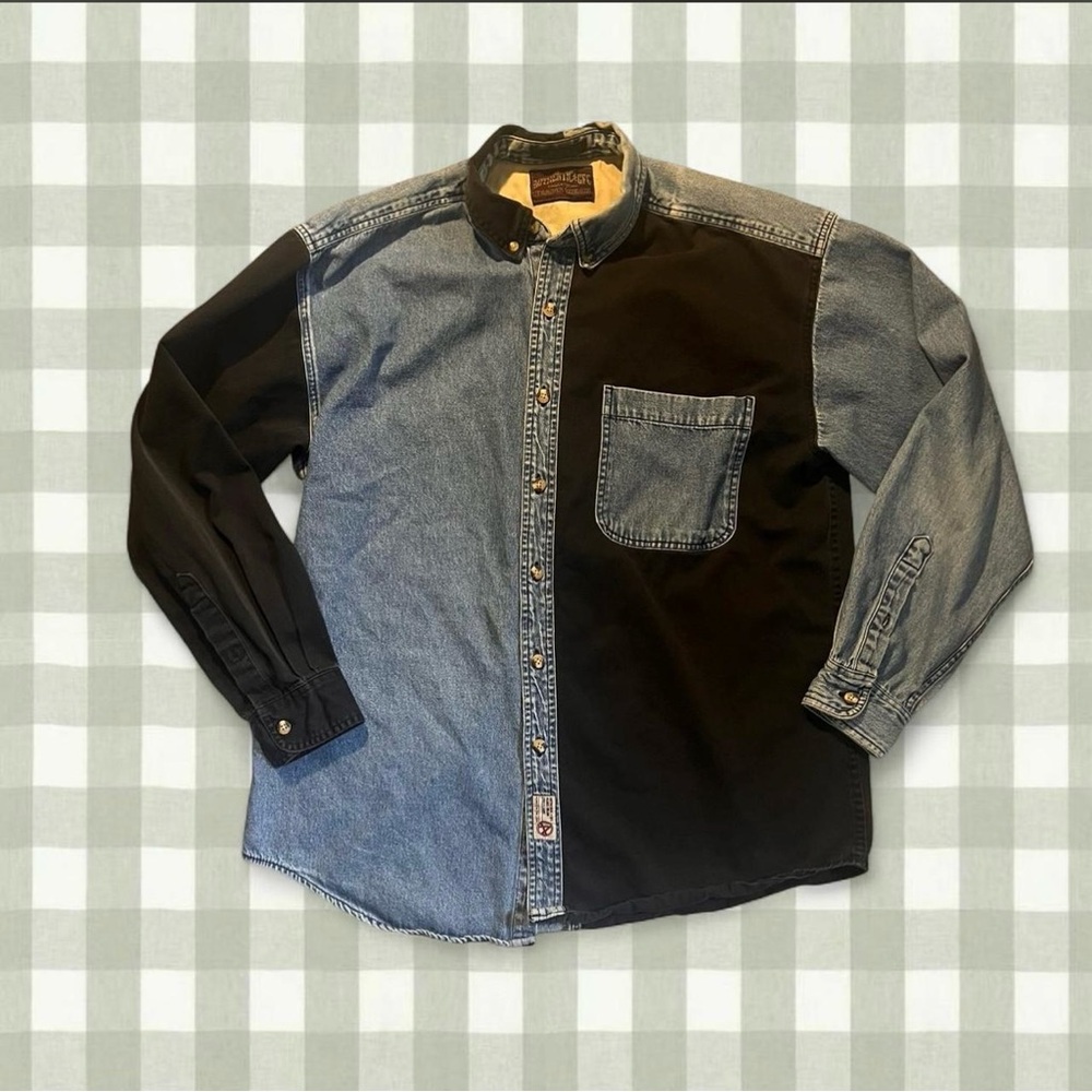 Vintage 90s Authentic GFC Western Patchwork Cotton Denim Top Size L